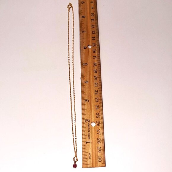 Vintage Ronte Beverly Hills Genuine Ruby Pendant Necklace 18” Gold Tone Chain - Picture 3 of 7